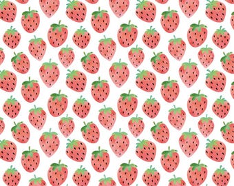 Summer Strawberry Pattern Cotton Fabric Girls Quilt Fabric Breathable & Fade-Resistant Sold By Half Yard