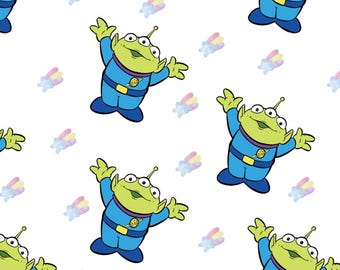 Cartoon Three-Eyed Monster Rainbow Pattern Soft 100% Cotton for Kids Clothes, DIY Sewing, Quilting,Sold By Half Yard