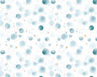 Elegant Blue Watercolor Polka Dot Pattern Cotton Fabric-Soft 100% Cotton for Kids Clothes, DIY Sewing, Quilting,Sold By Half Yard