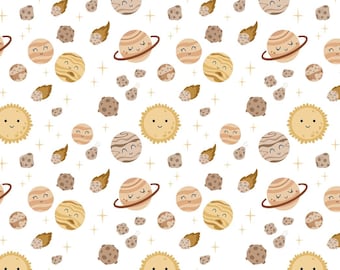 Space  Pattern Cotton Fabric-Soft 100% Cotton for Kids Clothes, DIY Sewing, Quilting,Sold By Half Yard