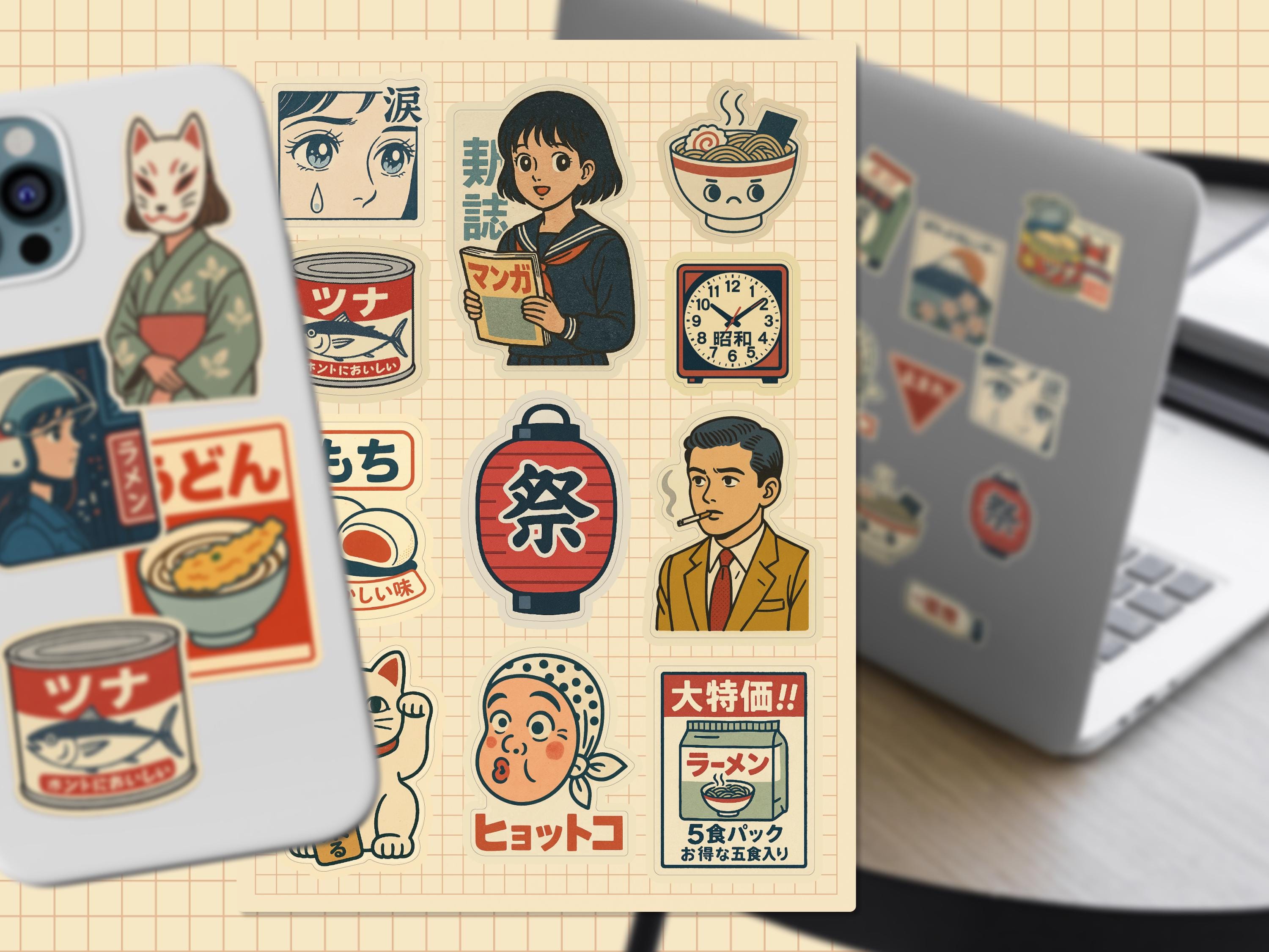 Retro Sticker Japan Retro Japan 80s-90s 11 Stickers – Printable Vintage Aesthetic Stickers ...
