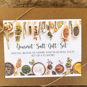 Set of 6 Flavored Gourmet Sea Salt Tubes - Boxed Gift Set  - Herb, Citrus, Wine Blend -  FREE SHIPPING