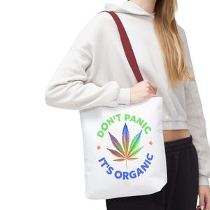 Organic Vibes Tote Bag | Don&#39;t Panic, Eco-Friendly Reusable Bag | Perfect for Groceries, Beach, Shopping, Gifts, Festivals
