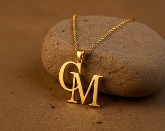 Double Initial Necklace, Multiple Initial Pendant, Two Letter Necklace, Initial Customized Necklace, Couple Initial Necklace Gift For Parent