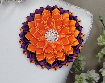 Broche de flores grande con pétalos de pedrería, moda de la iglesia, broche de hermandad, broche de flores de hombro, broche de primera dama