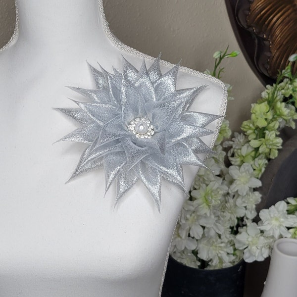 Silver anniversary flower Pin, brooch, church fashion, sorority, wedding accessories, Shoulder Flower Brooch, chapter mother gift