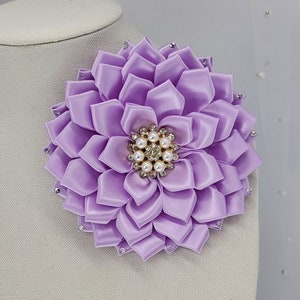 Lilac flower pin with rhinestone petals, brooch, church fashion, wedding accessories, Shoulder Flower Brooch