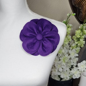 African Violet brooch flower corsage brooch shoulder pin.  Giant felt flower statement accessory. Select your color