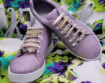 Gold Plated Sneaker Shoelace Charms: Bling Shoe Accessories, Set of 12