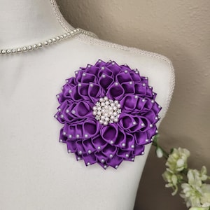 Purple corsage brooch, select your color flower pin brooch, church fashion, wedding accessories, Shoulder Flower Brooch, corsage