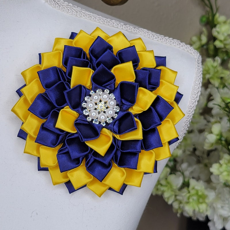 Delta Rhinestone Blue & Yellow Flower Pin - Etsy