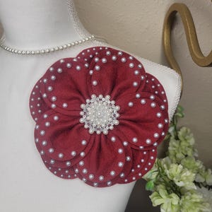 Felt Flower Corsage Brooch: Wool Pin with Pearl Accents