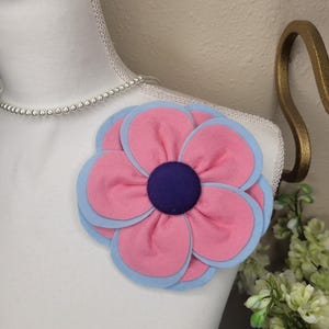 Giant Felt Flower Brooch: Pink, Blue, Royal Corsage - Wool Accessory