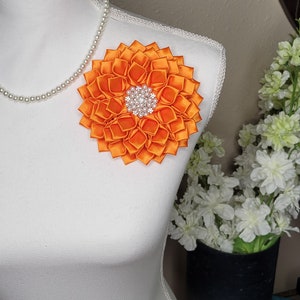 Orange Vintage Broach - Etsy VINTAGE Celluloid Orange Rhinestone Enameled Flower Brooch Bouquet Pin main image 0