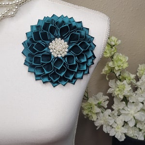 Hunter green or select your color flower pin brooch, church fashion, wedding accessories, Shoulder Flower Brooch, corsage