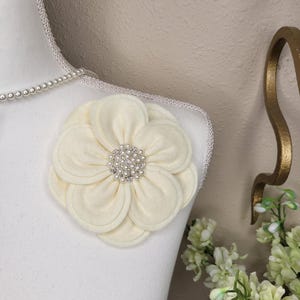 Ivory Felt Flower Brooch: African Violet Corsage, Wool Pin