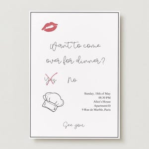 Digital Template Invite Dinner | Customizable invitation | Anniversary Invite | hand drawn invite | Anniversary Gift Idea | Girls Dinner