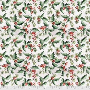 Christmastime - FQ or more - Jolly Holly ivory - Tim Holtz - Free Spirit fabrics oop htf