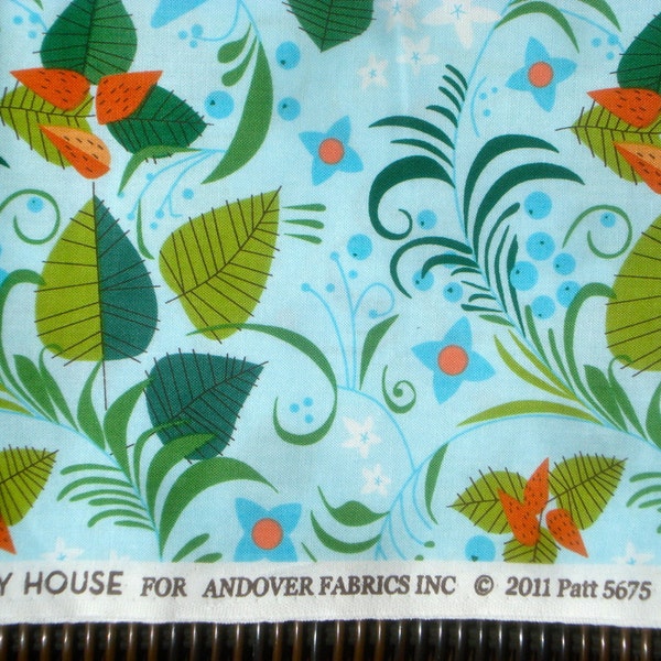 Lizzy House Hello Pilgrim leaves blue FQ or more