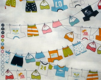 Lucy's Crab Shack clothesline white moda fabric FQ or more OOP HTF