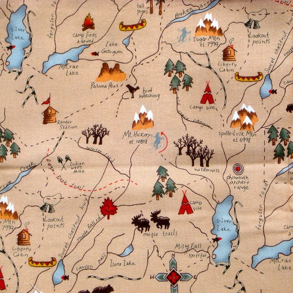 Eagle Peak Trail Map FQ or more Alexander Henry fabric
