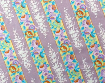 Kaffe Fassett FQ or more Floral Stripe lavender Rowan Fabrics oop htf