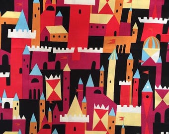 Castle Peeps - FQ or more - Castle Town red Lizzy House Andover fabrics OOP HTF