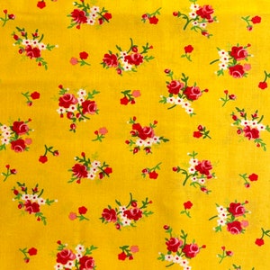 Pam Kitty Bouquet yellow FQ or more Holly Holderman Lake House Dry Goods fabrics