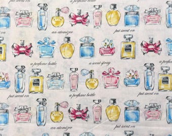 Perfume Bottles - FQ or more - Cosmo Textile fabric oop htf