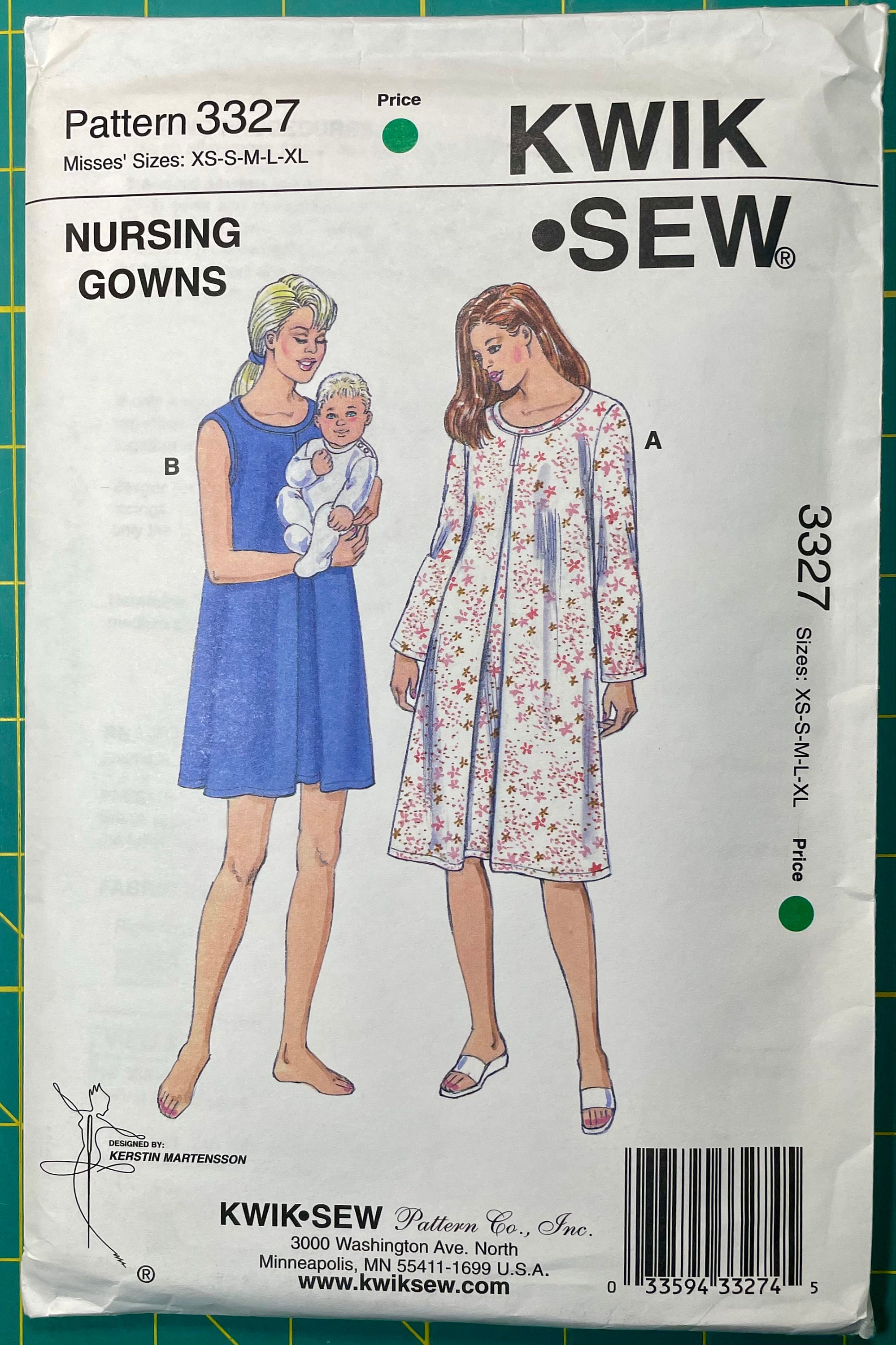 Kwik Sew 3327 Nursing Gowns Sewing Pattern Sizes S XXL New Uncut 