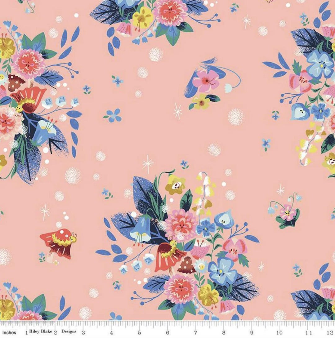 Down the Rabbit Hole - FQ or More - Caterpillar Floral Coral - Jill ...