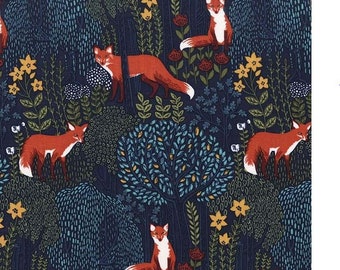 Into the Woods FQ or more  Michael Miller fabric Fox navy