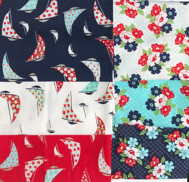 Daysail Bonnie /& Camille 6 FQ set moda fabric OOP HTF