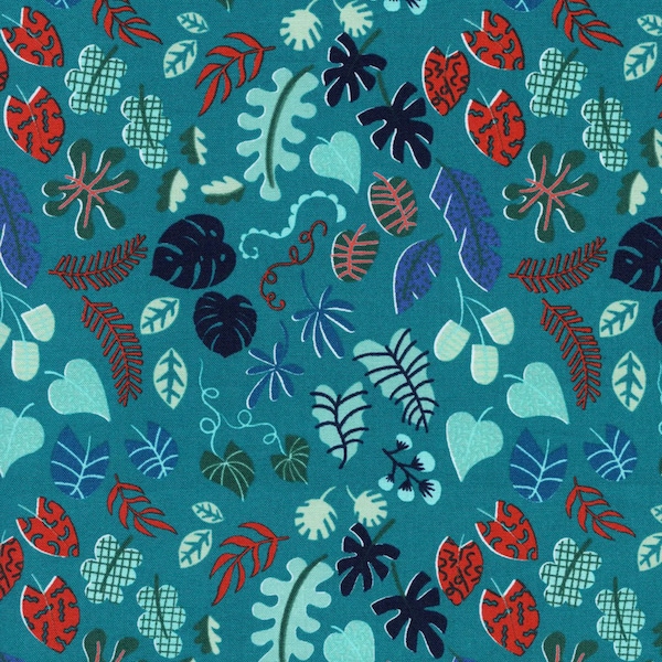 Lagoon Fat Quarter or More Leafy Wonder teal Cotton + Steel Rashida Coleman Hale oop htf