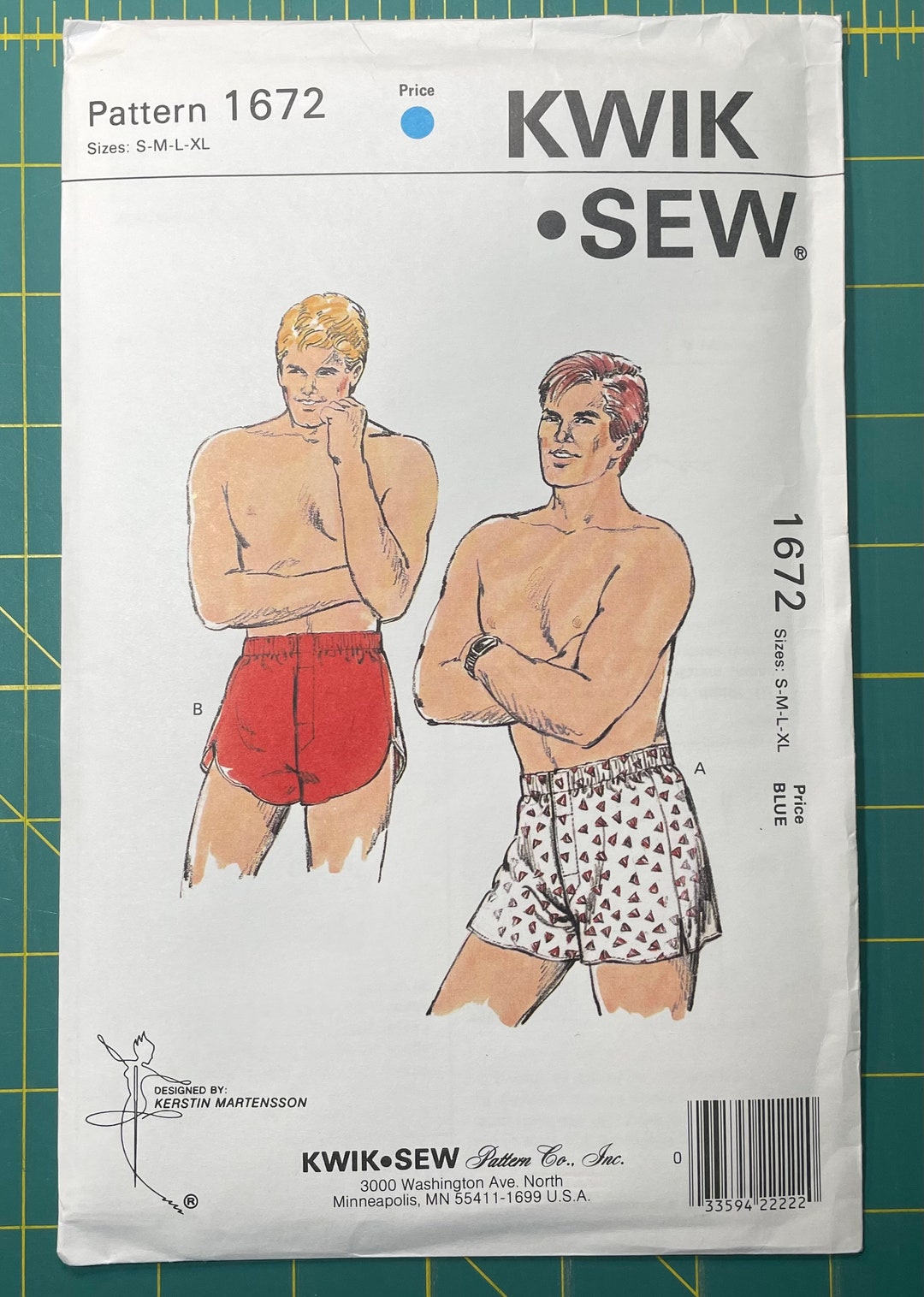 Kwik Sew 1672 Men's Boxer Shorts Sewing Pattern Sizes S Etsy