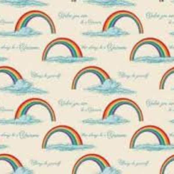 Unicorns & Rainbows FQ or more Always be cream doohickey designs Riley Blake fabric