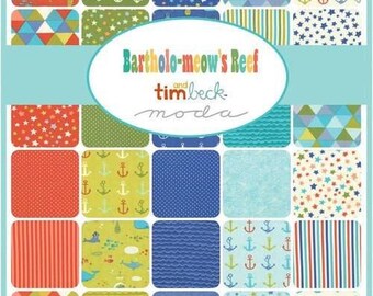 Bartholo-meow's Reef Tim & Beck charm pack moda fabrics OOP HTF
