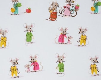 Heather Ross Trixie FQ or more Country Mouse City Mouse white Windham fabrics OOP HTF
