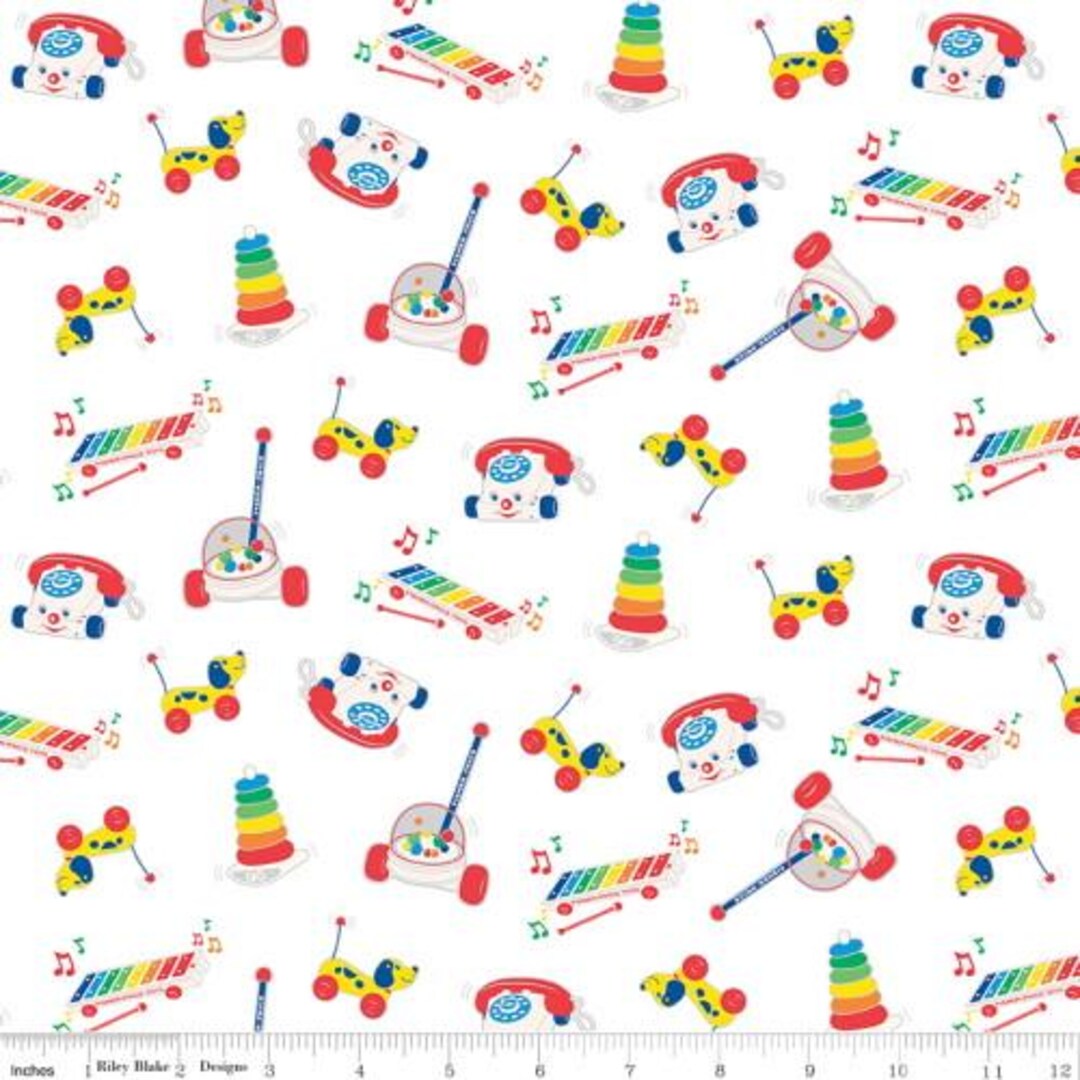 Fisher Price Toys White - FQ or More - Riley Blake Fabrics Oop Htf - Etsy