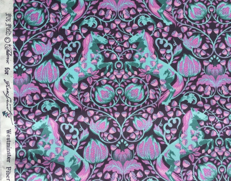 OOP FOX FIELD Pony Play Shade by tula pink cotton fabric