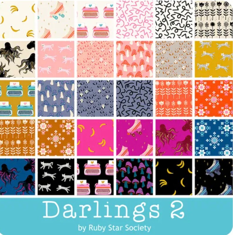 Darlings 2 5 charm pack Ruby Star Society moda fabrics OOP HTF image 2