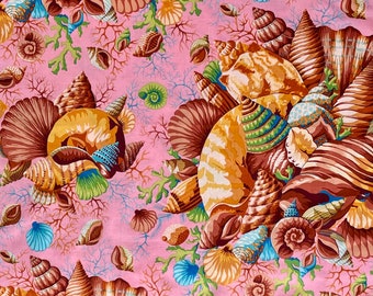 Shell Bouquet brown pink - Half Yard or more - Phillip Jacobs Westminster Fabrics oop rare htf