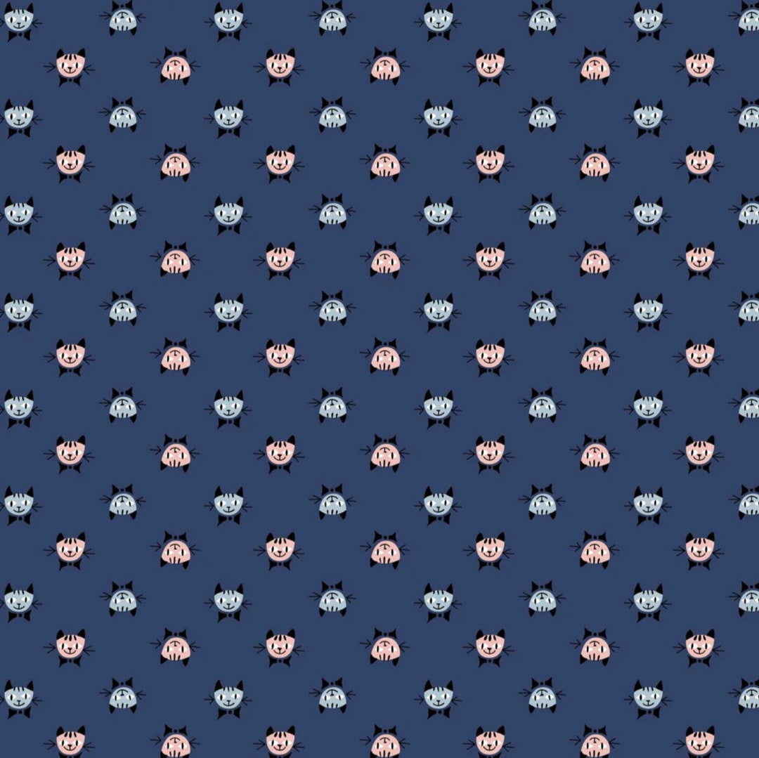 Steno Pool - FQ or More - Kim Kight Calicocats Midnight Cotton + Steel ...