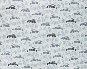 Hedgerow Hares gray - FQ or more - Henley Studio Makower UK fabric oop htf