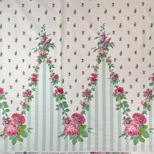 Amelie Collection FQ or yardage Border Stripe blue Anna Griffin Windham fabrics oop htf Please Read