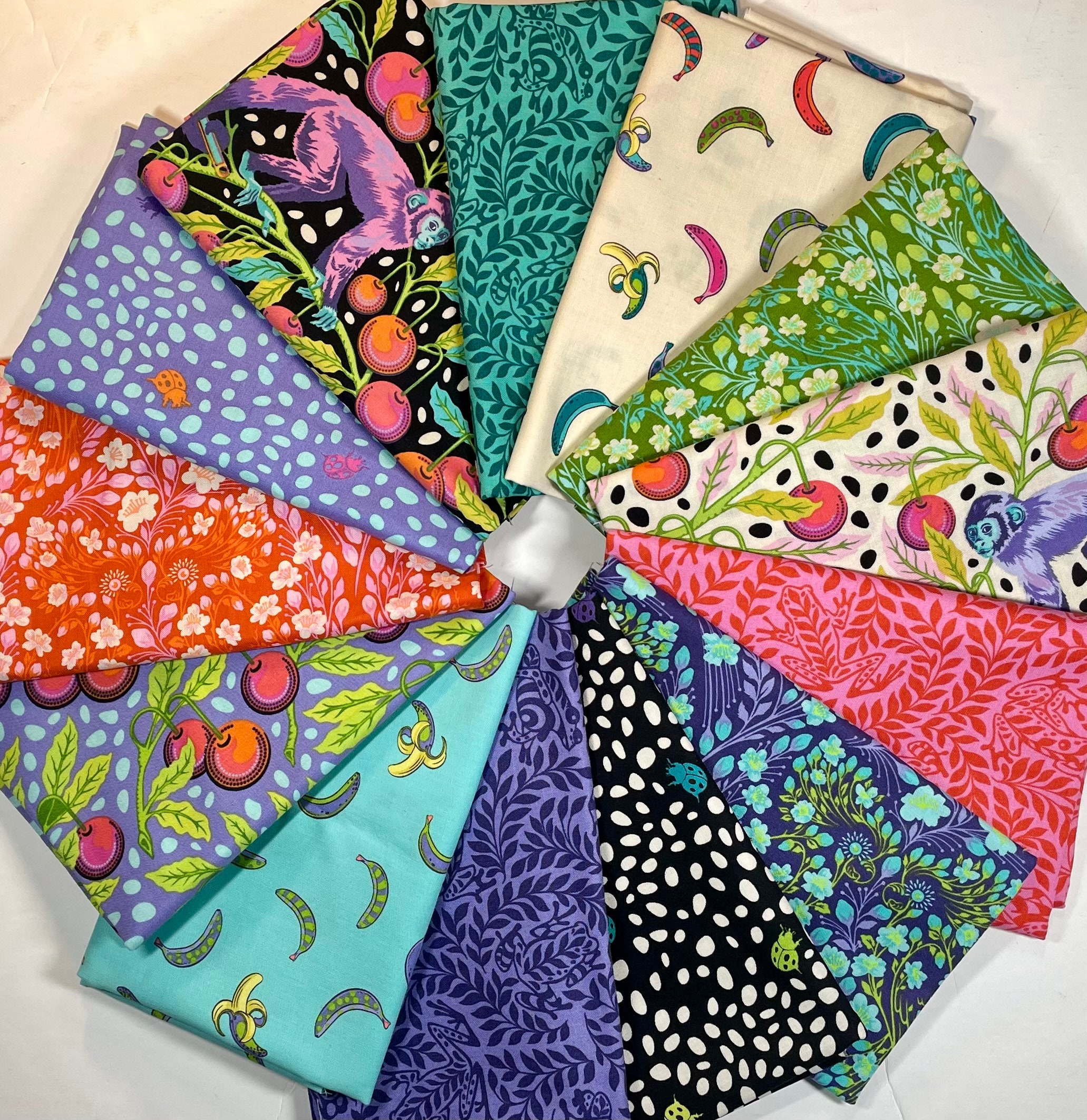 Tula Pink Monkey Wrench 13 FQ Set Free Spirit Fabric OOP HTF Tula Pink Monkey Wrench 13 FQ Set Free Spirit Fabric OOP HTF