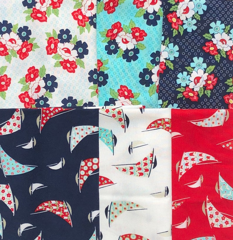 Daysail Bonnie /& Camille 6 FQ set moda fabric OOP HTF