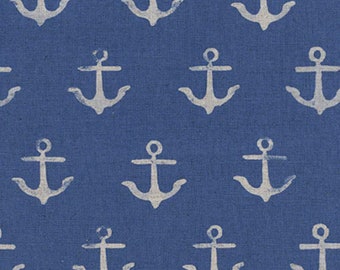 Anchor blue Half Yard or more Bluebird Cotton + Steel cotton/linen blend  oop htf