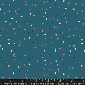 Funfetti teal - Fat Quarter or more - Birthday Ruby Star Society oop vhtf