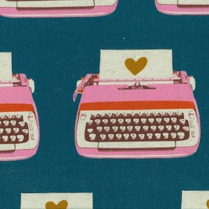 Darlings 2 - FQ or more - Typewriters teal - Ruby Star Society lightweight CANVAS cotton linen blend - oop htf